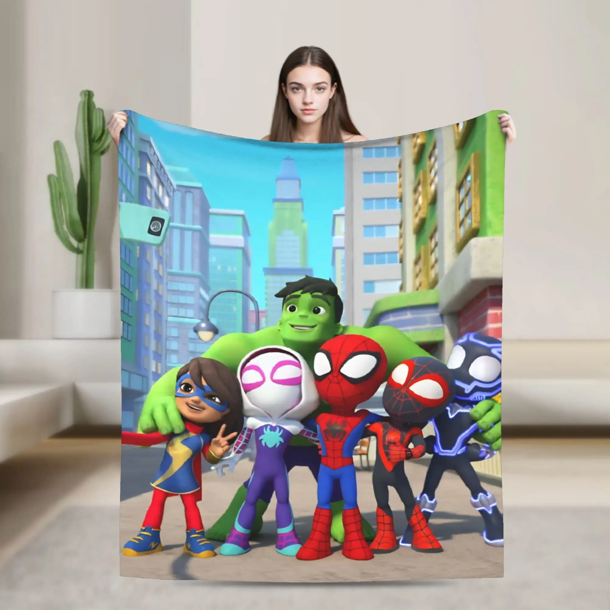 Spidey e i suoi fantastici amici Coperta di peluche Biancheria da letto per bambini in flanella per divano Sedia Copriletto dal design morbido e caldo Idea regalo