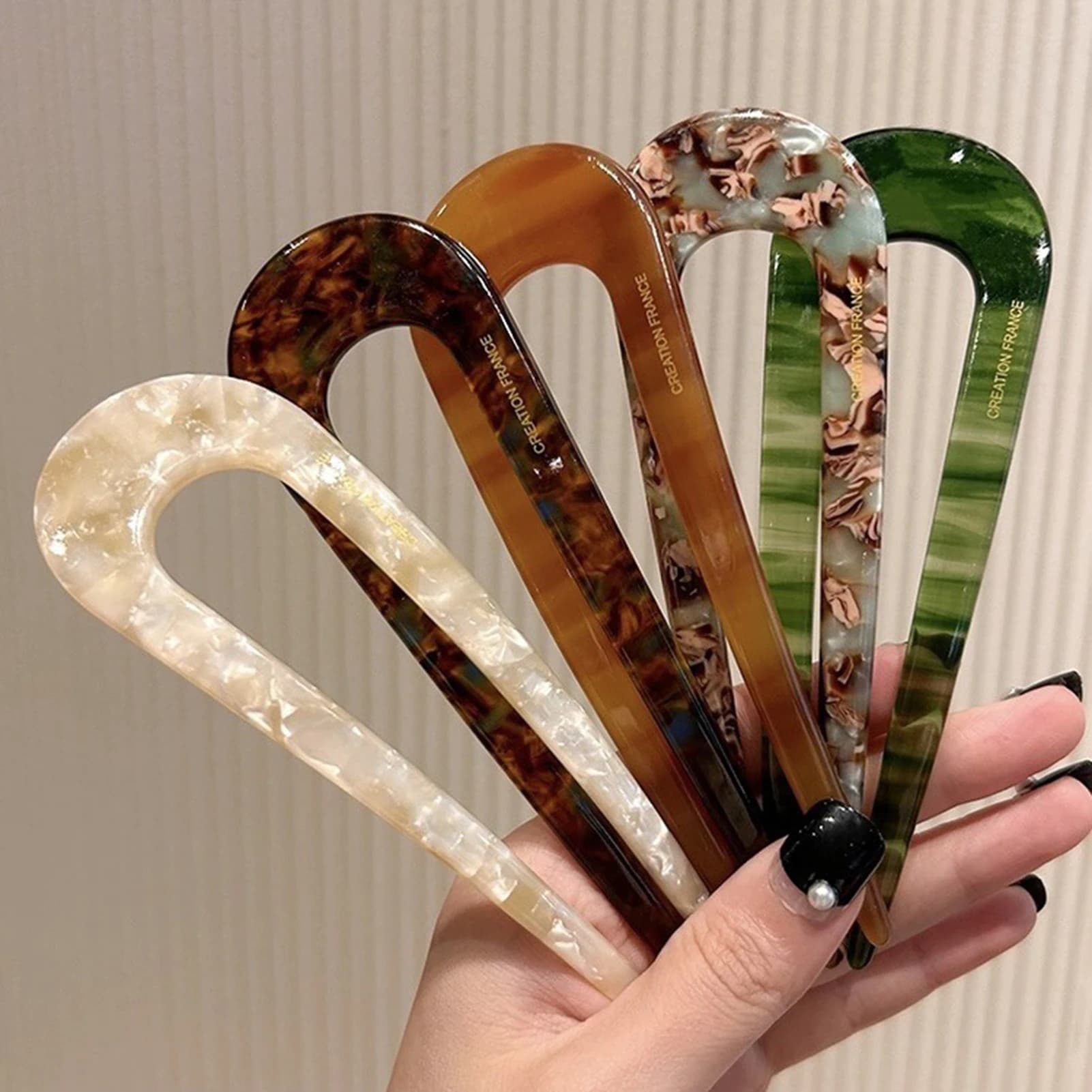 Elegant U-shaped fork in durable acrylic, women's hair accessories for weddings and parties, classic Chinese style fork, hair clips.