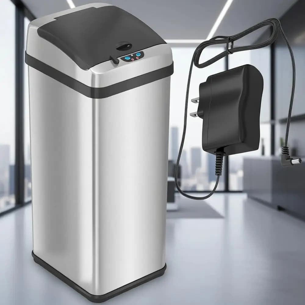 Cestino per Rifiuti da Cucina con Sensore da 13 Galloni, Coperchio e Adattatore AC, Filtro Anti-Odore, Edizione Platinum, Cestino Sottile per Casa e Ufficio
