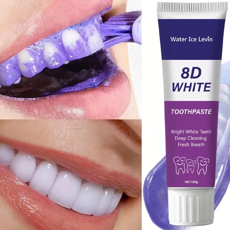 White toothpaste for violet teeth: without alcohol, without sulphate, rich in apatitis, deep cleansing and mineral regeneration