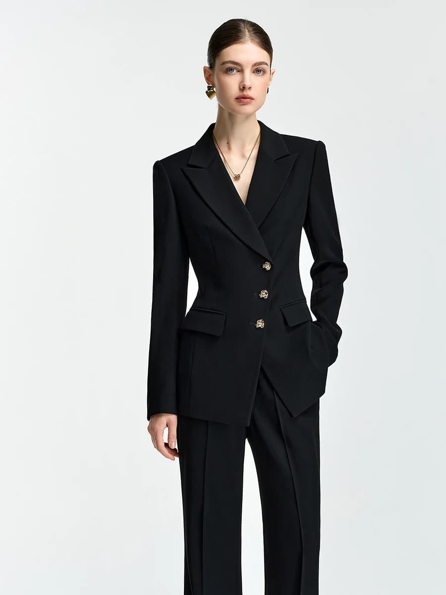 Elegant Black Suit Jacket Women's Micro Flare Pants Professional Work Commute Store Manager Uniform High End Fashion