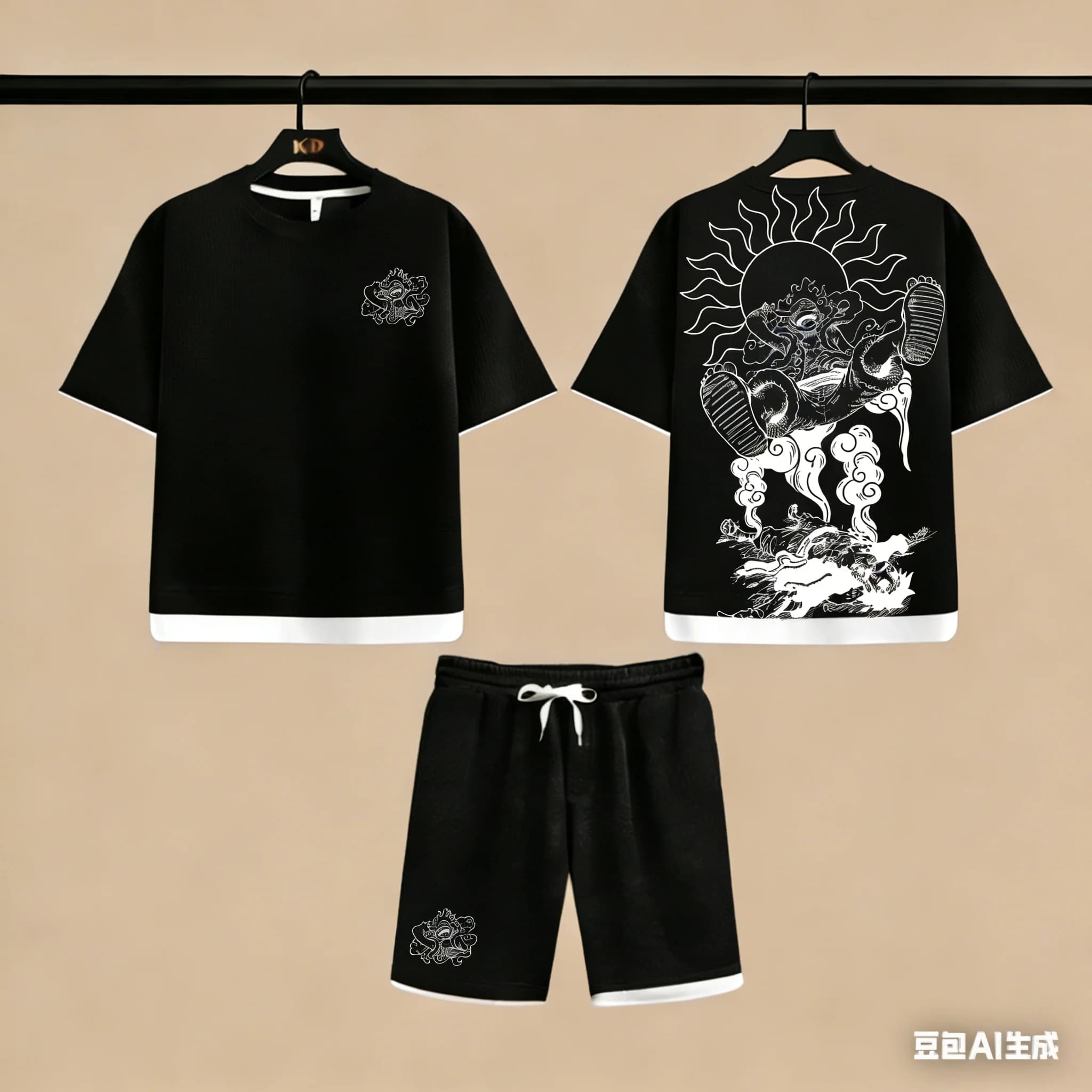 Nuovo Set T-shirt e Pantaloncini One Piece Gear 5 Luffy 2026 da Uomo - Completo Sportivo Estivo Casual Anime