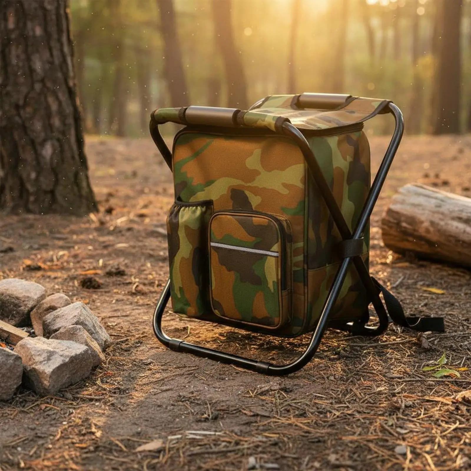 Backpack Chiller Stool Foldable Design Backpack Chiller Chair Versatile Multifunctional Insulated Fishing Stool for Campers,
