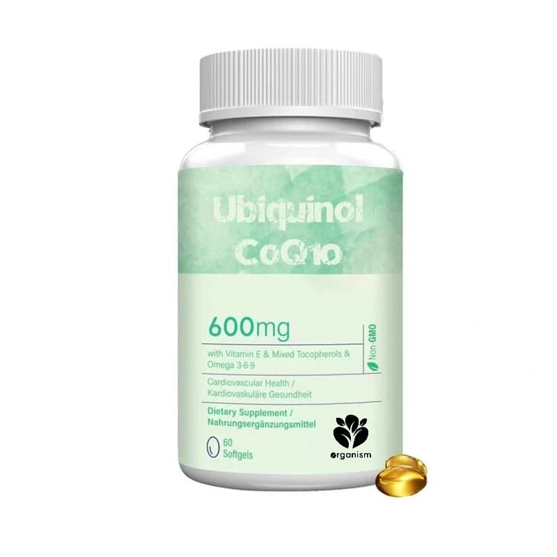 CoQ10 600 mg soft capsules, coenzyme supplement Q10 highly absorbent panthenol | Reduced forms improve vitamin E, antioxidant