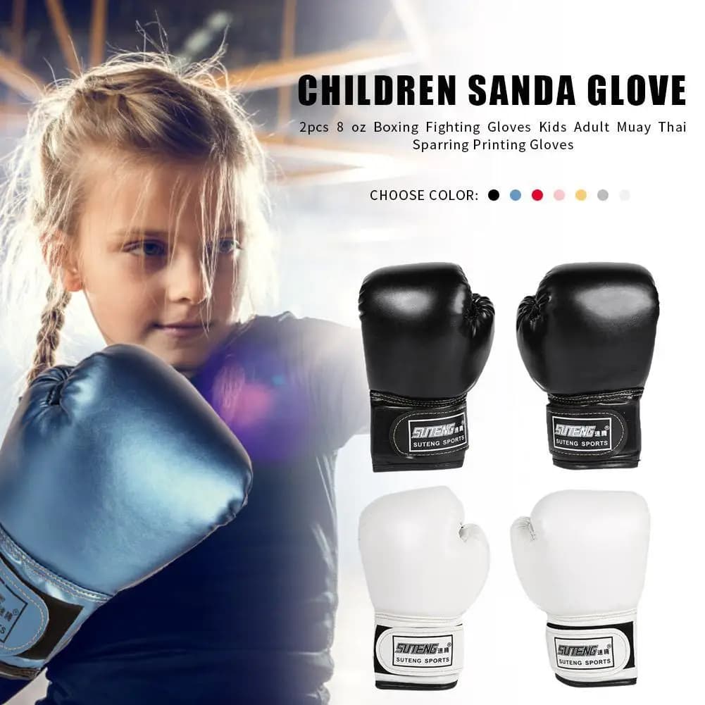 2Pcs Kids Boxing Gloves PU Leather Training Gloves Breathable Kickboxing Gloves Taekwondo Mitts for Punching Bag