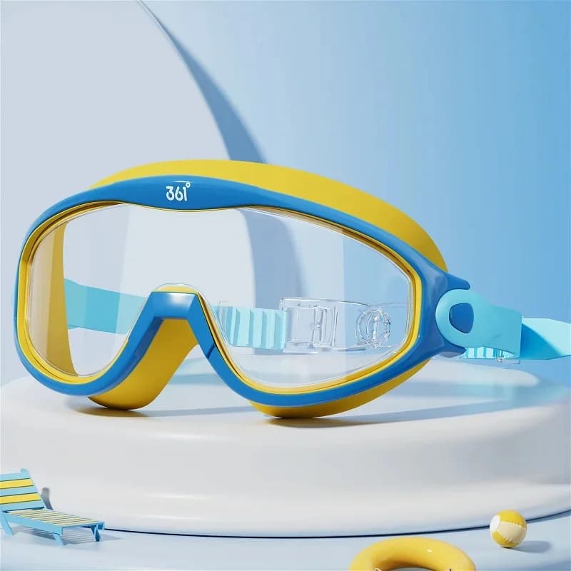Professional Swimwear for Kids with Nasal Cover Scuba Diving Mask Large Visual Headphone Waterproof Swimming Glasses Adjustable with Case