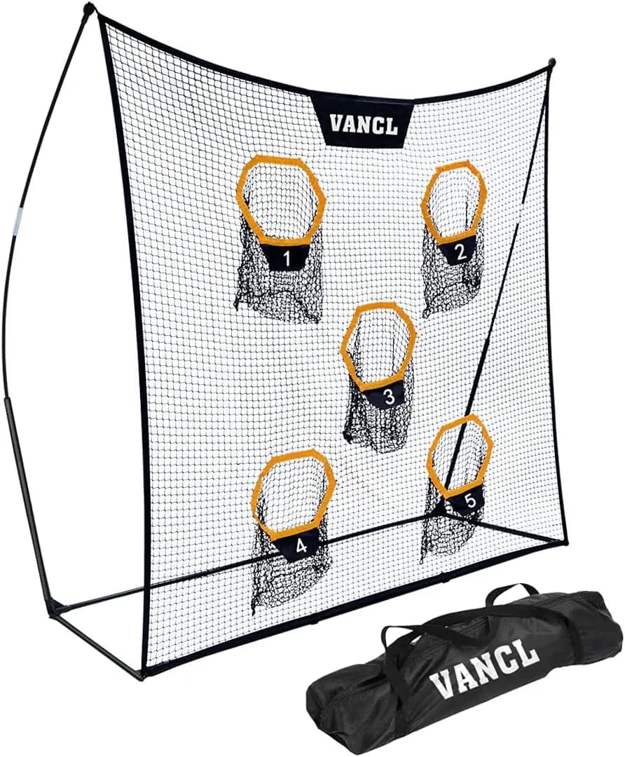 Rete da allenamento per calcio 7x7 piedi con 5 tasche bersaglio e borsa per il trasporto per migliorare la precisione dei lanci