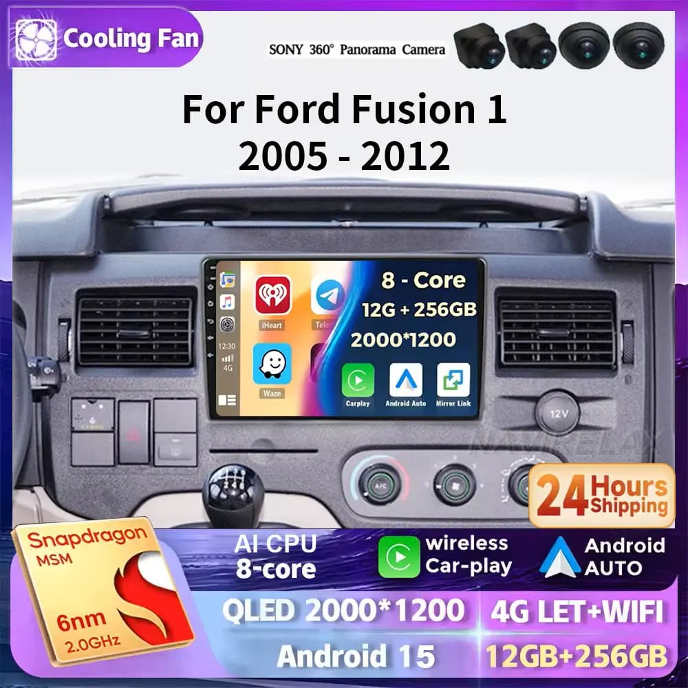Per Ford Fusion 1 2005-2012 Autoradio Android 15 Multimedia Video Navigazione GPS 5G WIFI BT Carplay DSP Android Auto Player 2Din