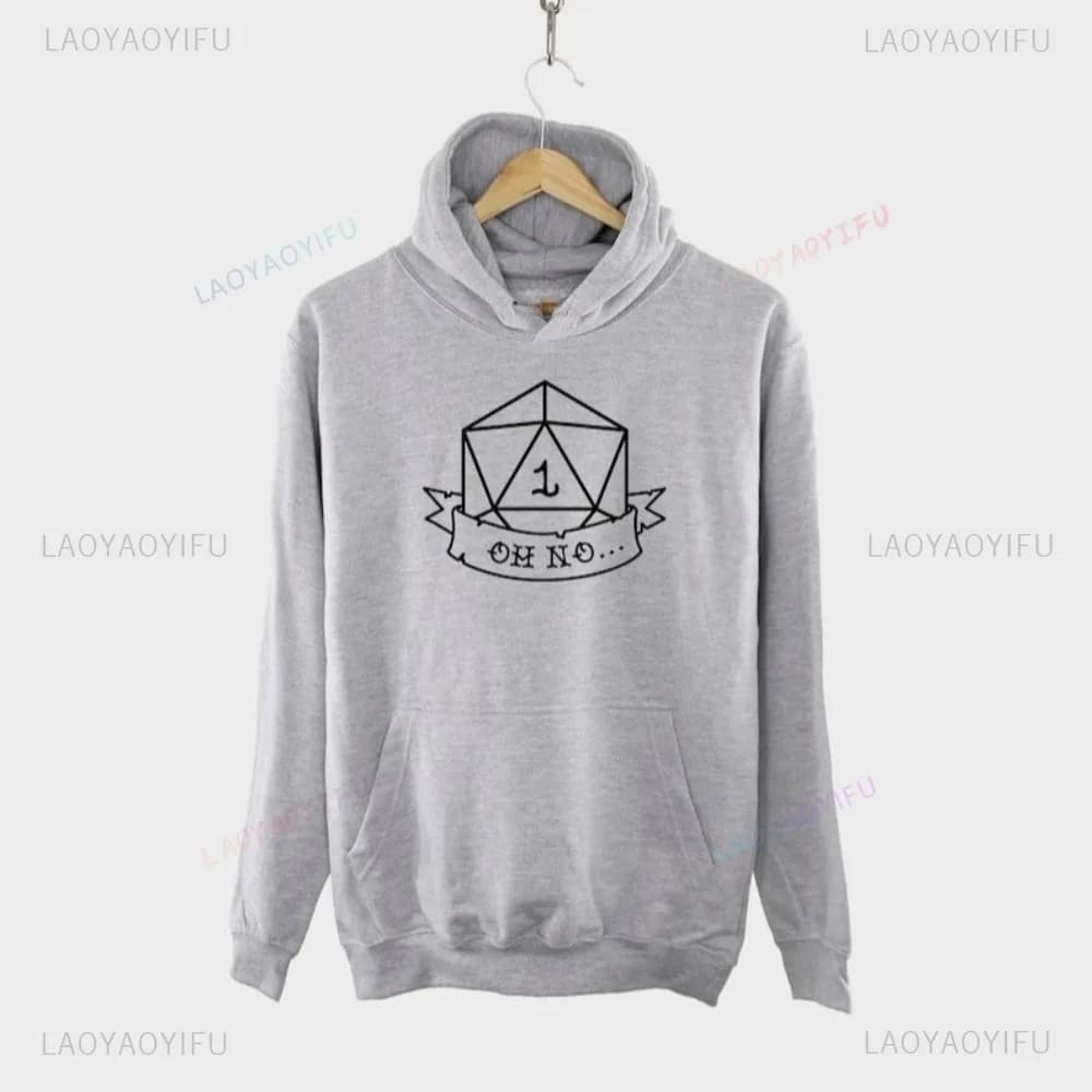 Oh No D&D Dungeons and Dragons Dice Roll Felpa con cappuccio Divertente gioco da tavolo Amante Felpe Moda casual Allentato Harajuku Felpe unisex