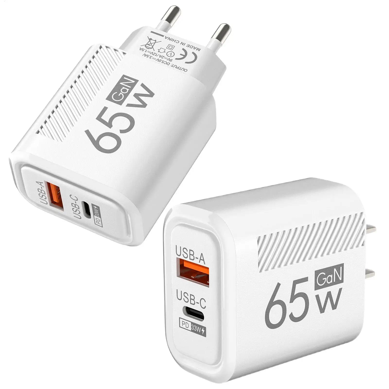 PD 65W Fast Charging Charger USB Mobile Phone Power Adapter For Samsung Honor Phone AC Quick Charge Charger EU/US Plug