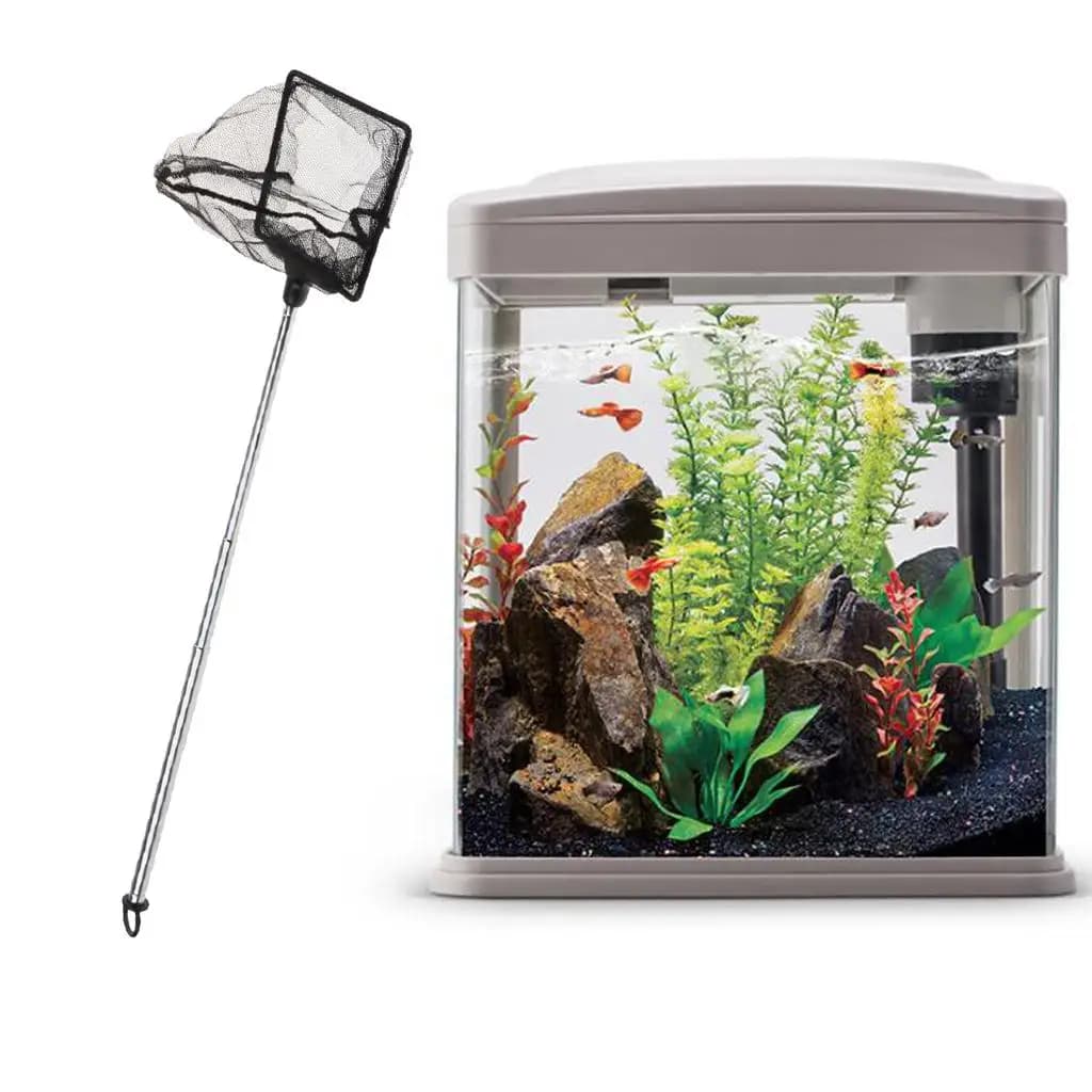 Aquarium Fishing Catch Fish Net with Retractable Handle and Hanging Hole