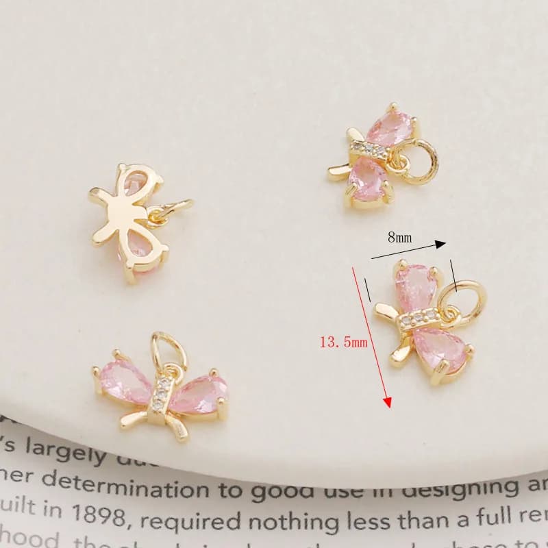 14K Gold-plated Zircon Butterfly Hollow Love Pendant Bracelet Necklace Earrings Pendant DIY Jewelry Accessories
