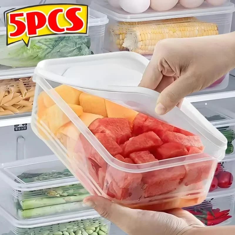 Refrigerator Storage Box for Meat and Vegetables, Fresh-keeping Storage Box, Transparent Food Preservation Boxes, Kitchen Organi