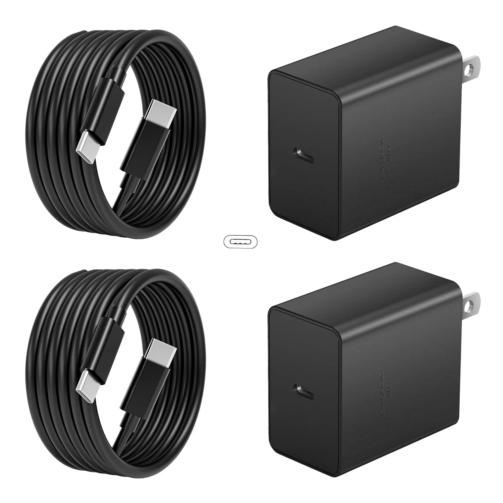 2 pezzi per Samsung 45W caricabatterie super veloce per Samsung Galaxy S24 S20 S21 S22 S23 Ultra Plus A54 tipo C caricabatterie cavo di ricarica rapida