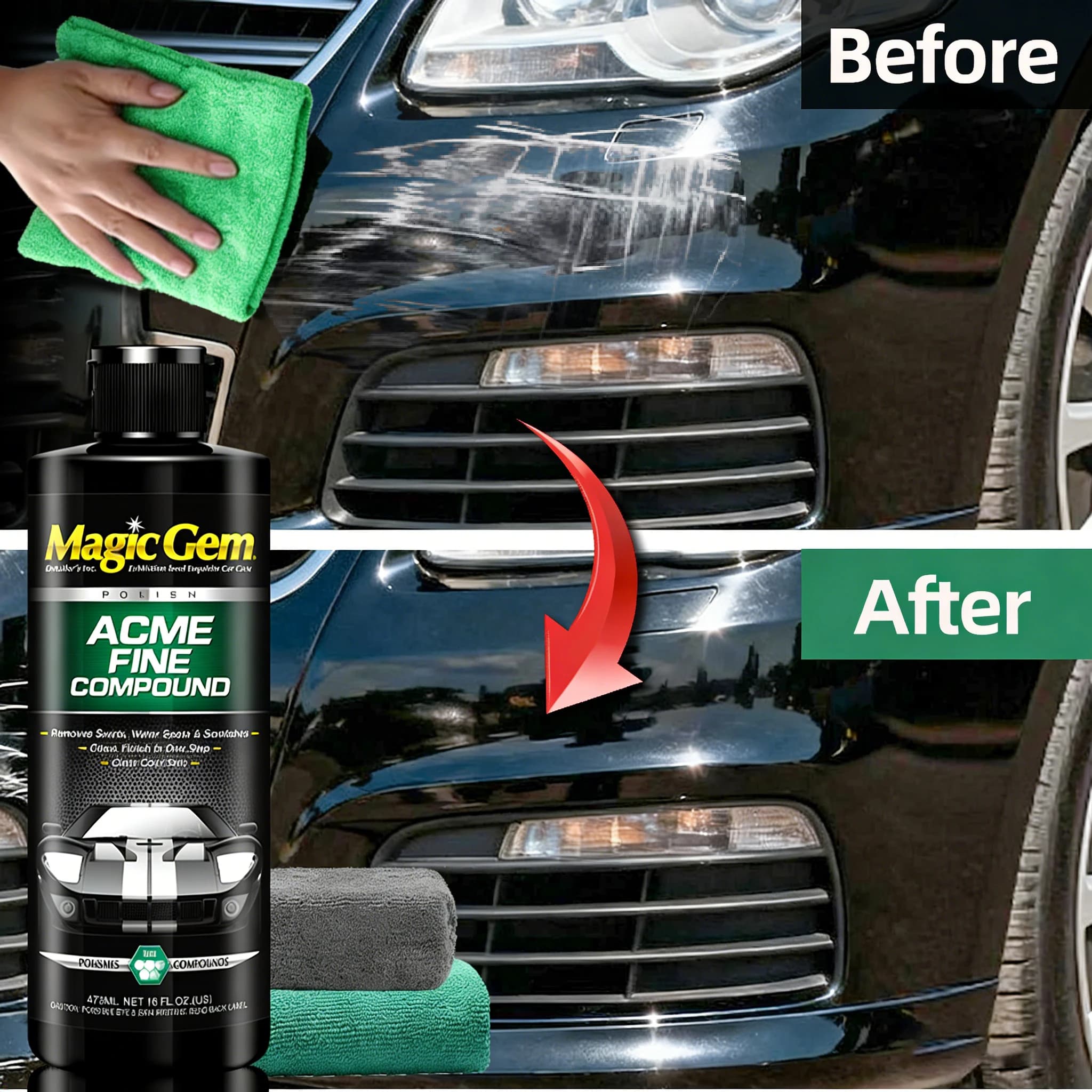 Magic Gem Universal Automotive Scratch Remover Graffi, Pulizia della vernice, Sbiadimento Riparazione dei graffi Agente lucidante Auto per Toyota