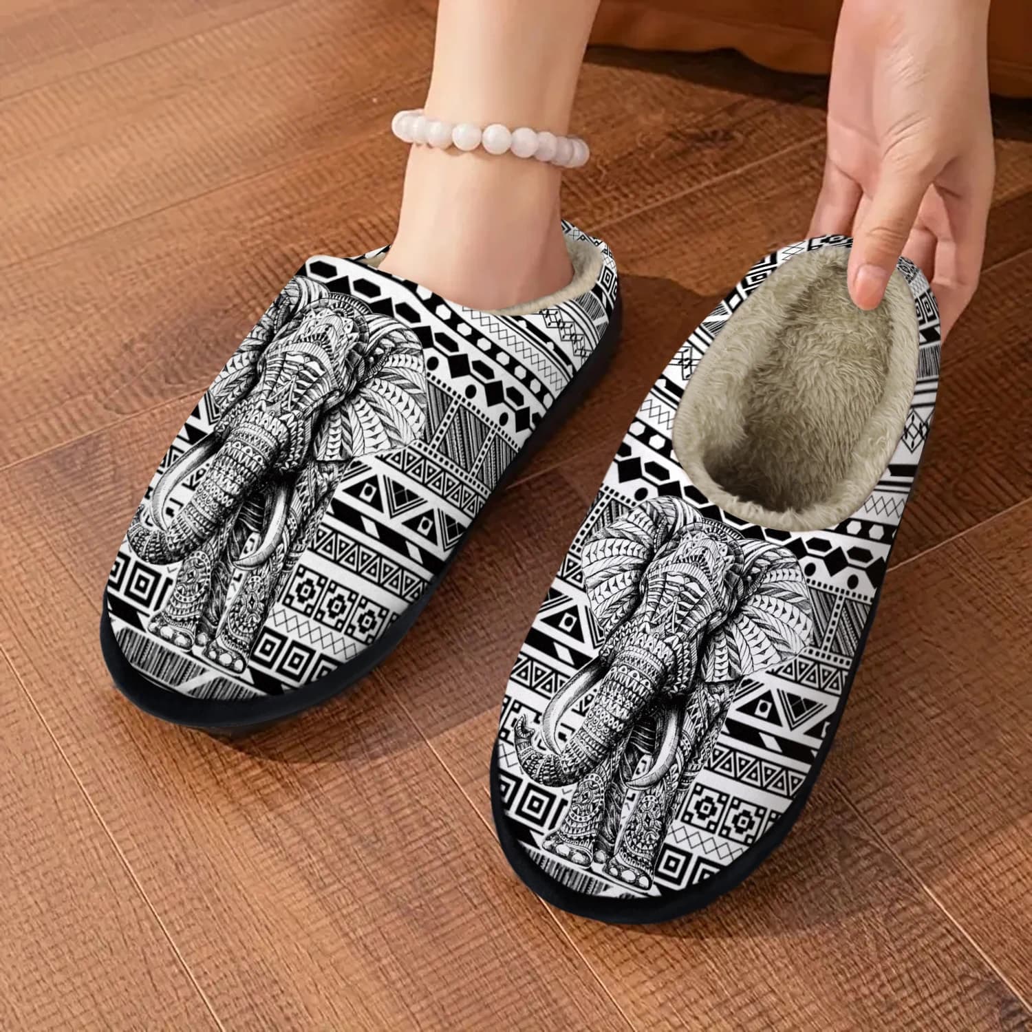 Pantofole da casa slip-on da donna - Scarpe da casa per interni/esterni con suola in gomma antiscivolo - Calzature da salotto invernali calde per donna