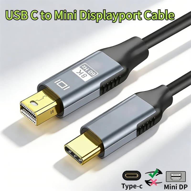 Cavo USB C a Mini DisplayPort, Adattatore USB 3.1 Type-C a Mini DP 4K 60Hz Thunderbolt 3 per MacBook Samsung Huawei