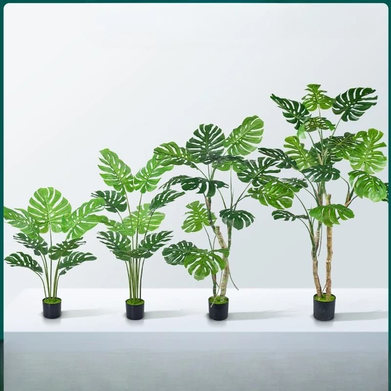 Plastic vase tree for interior office decorations with 160 cm artificial green leaves