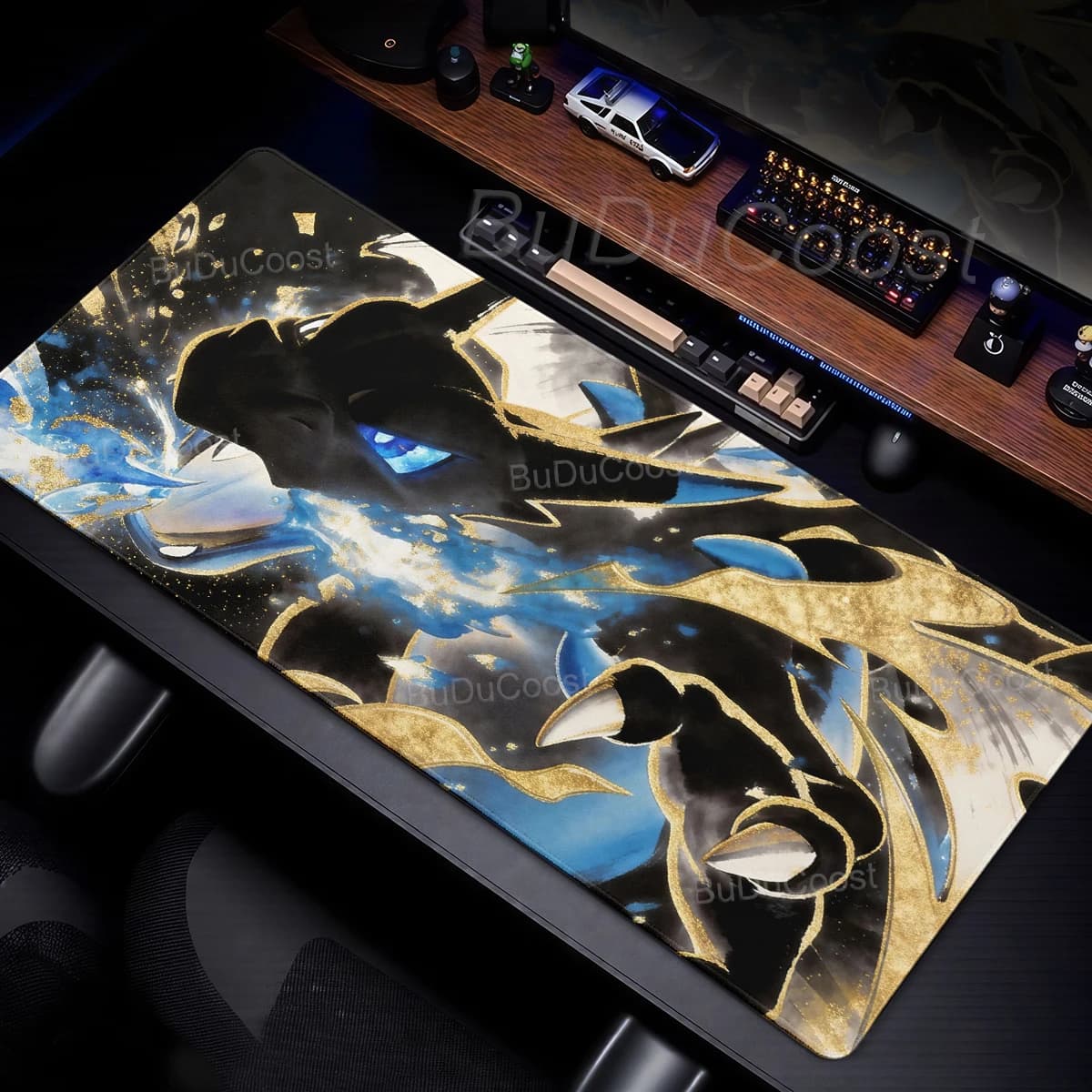 Tappetino per mouse da gioco Anime P-Pokemon Ink Wash Greninja Charizard Tappetino per mouse in gomma antiscivolo con bordo cucito Accessori per laptop e scrivania per PC