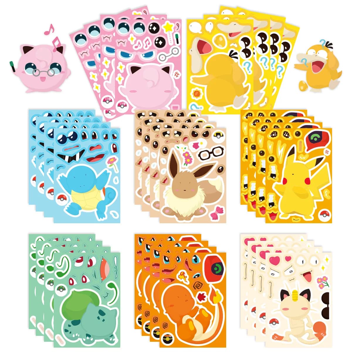 16 Lenzuola Pokemon Puzzle Crea un Viso Adesivi Pikachu Fai Da Te Cartoon Decal Assemblare Puzzle Regalo Dei Bambini Giocattolo Bomboniere per I Bambini