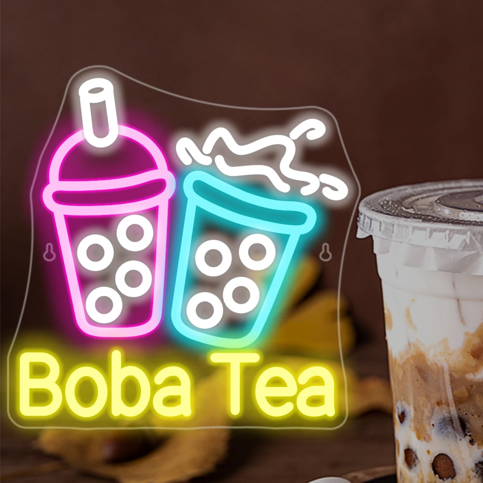 Bubble Tea Neon Light Insegna al neon a LED colorata per la decorazione della parete Boba Tea LED Neon Light per camera da letto Bar Caffè Dessert Negozi Decor