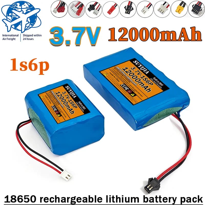 Batteria al Litio Ricaricabile 3.7V 18650 1S6P 12000mAh per Luci LED, Altoparlanti Bluetooth, Telecomandi Fai-da-Te, Barche e Droni