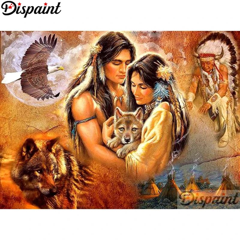 Dispaint Full Square/Round Drill 5D DIY Diamond Painting "Character wolf" 3D Embroidery Cross Stitch Home Decor Gift A10983