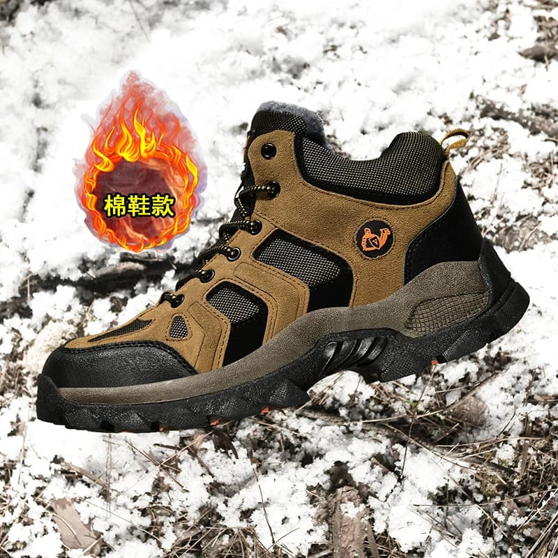 Stivali in Pelle da Uomo, Caldi Stivali da Neve Invernali con Pelliccia, Scarpe Casual da Lavoro, Sneakers Alte con Suola in Gomma