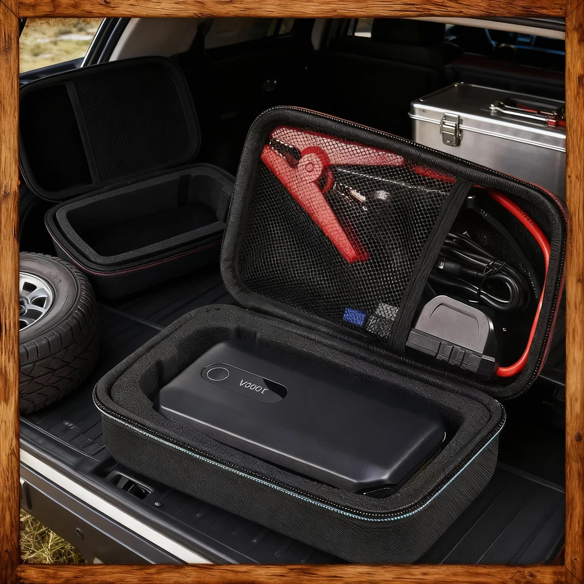 1/2 Pezzi Custodia Rigida Portatile in EVA per Avviatore d'Emergenza Auto, Power Bank, Caricabatterie, Borsa Anti-Caduta per Conservazione e Trasporto