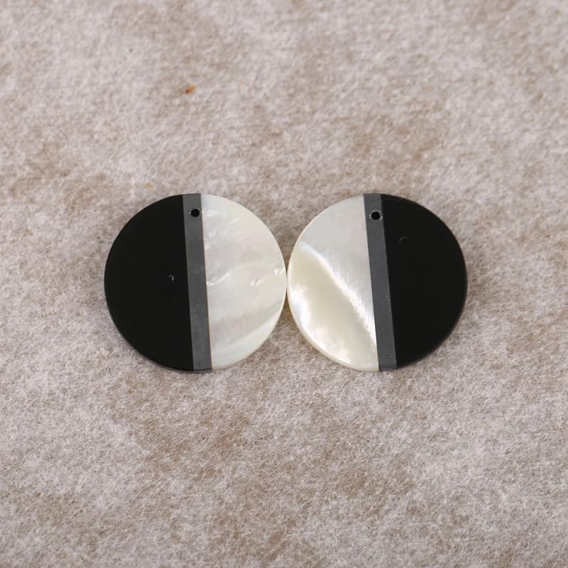B&F Perline per orecchini con conchiglia di ossidiana e ematite intarsia 22x2mm 5g Pietre naturali fatte a mano Lucide Forniture per la creazione di gioielli