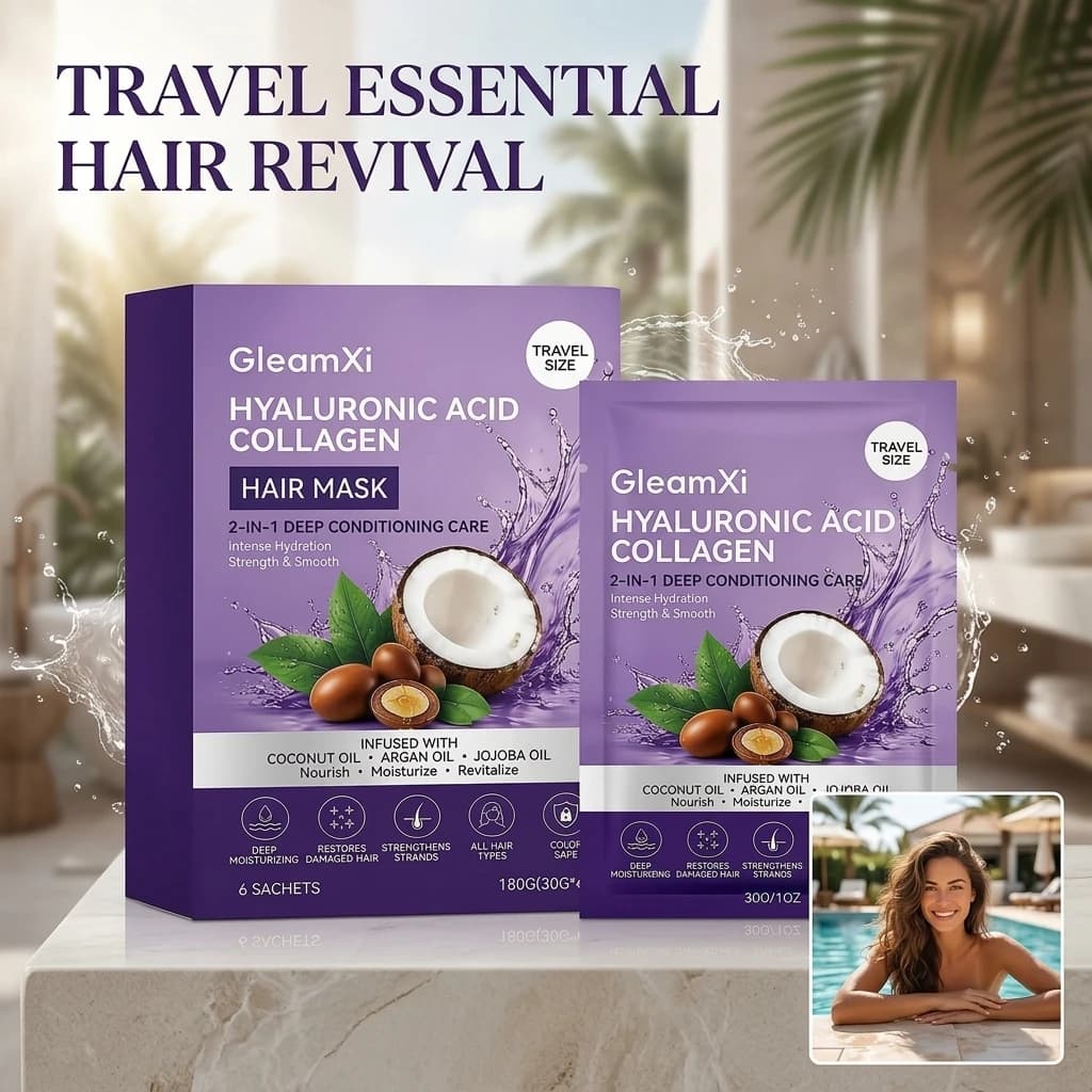 GleamXi Purple 6-Pack Hyaluronic Acid Collagen Hair Care Masks - Pack of 6 Hair Treatment