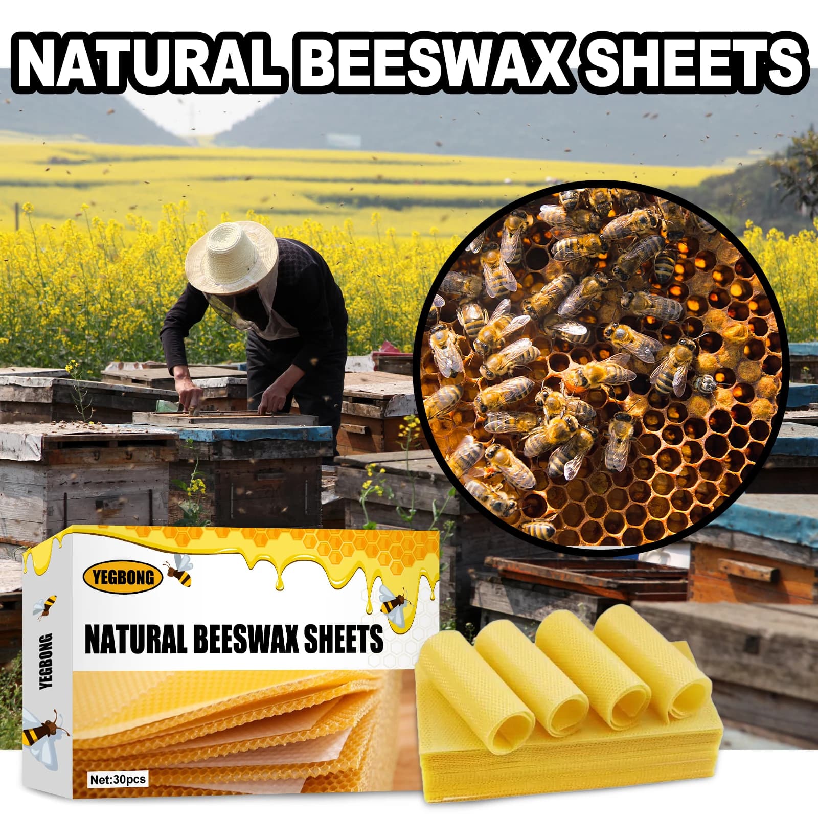 Natural Bee Wax Sheets, Beekeeping Supplies, Deep Bee Nido Fund, Arnie Cera, Antibacterial and Anti-corrosion