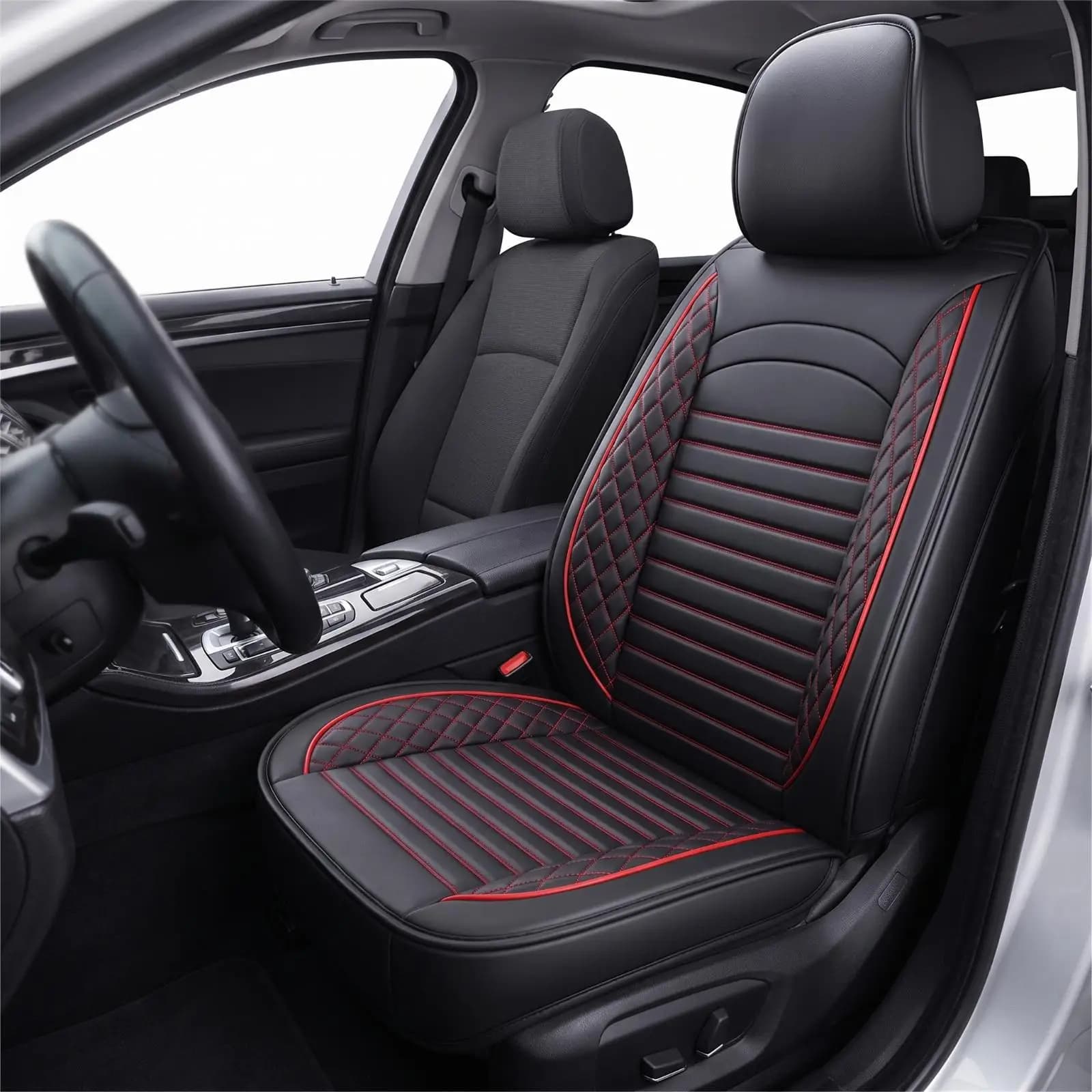 Auto Seat Cover Single Seat Leather Protector for Car Van SUV with Contoured Padded Design