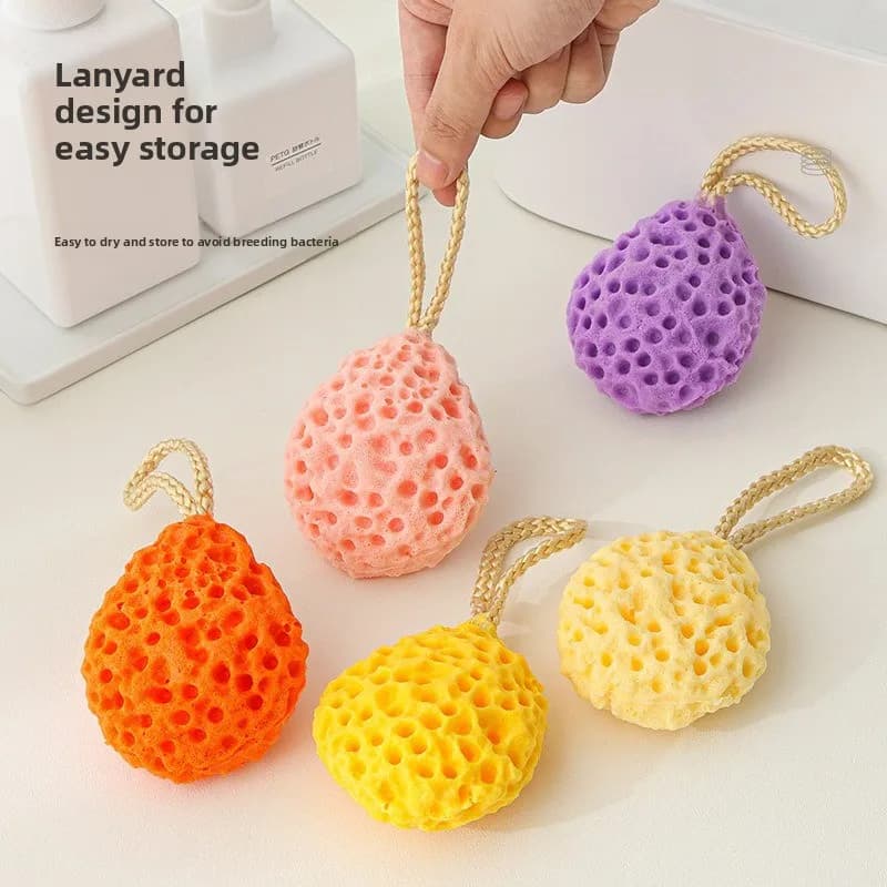 Soft shower sponge on the net, Nylon body cleaning brush for infants, Detergent foam, Exfoliating, Shower ball, Bathroom products