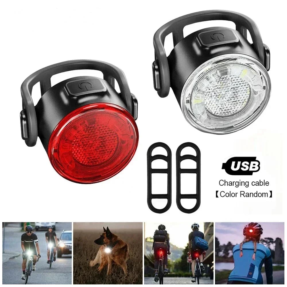 1/2PCS USB Rechargeable Bike Light Set LED Bicycle Headlight Backlight Night Guide Night Safety Warning Rear Lights Front Lamps Rear