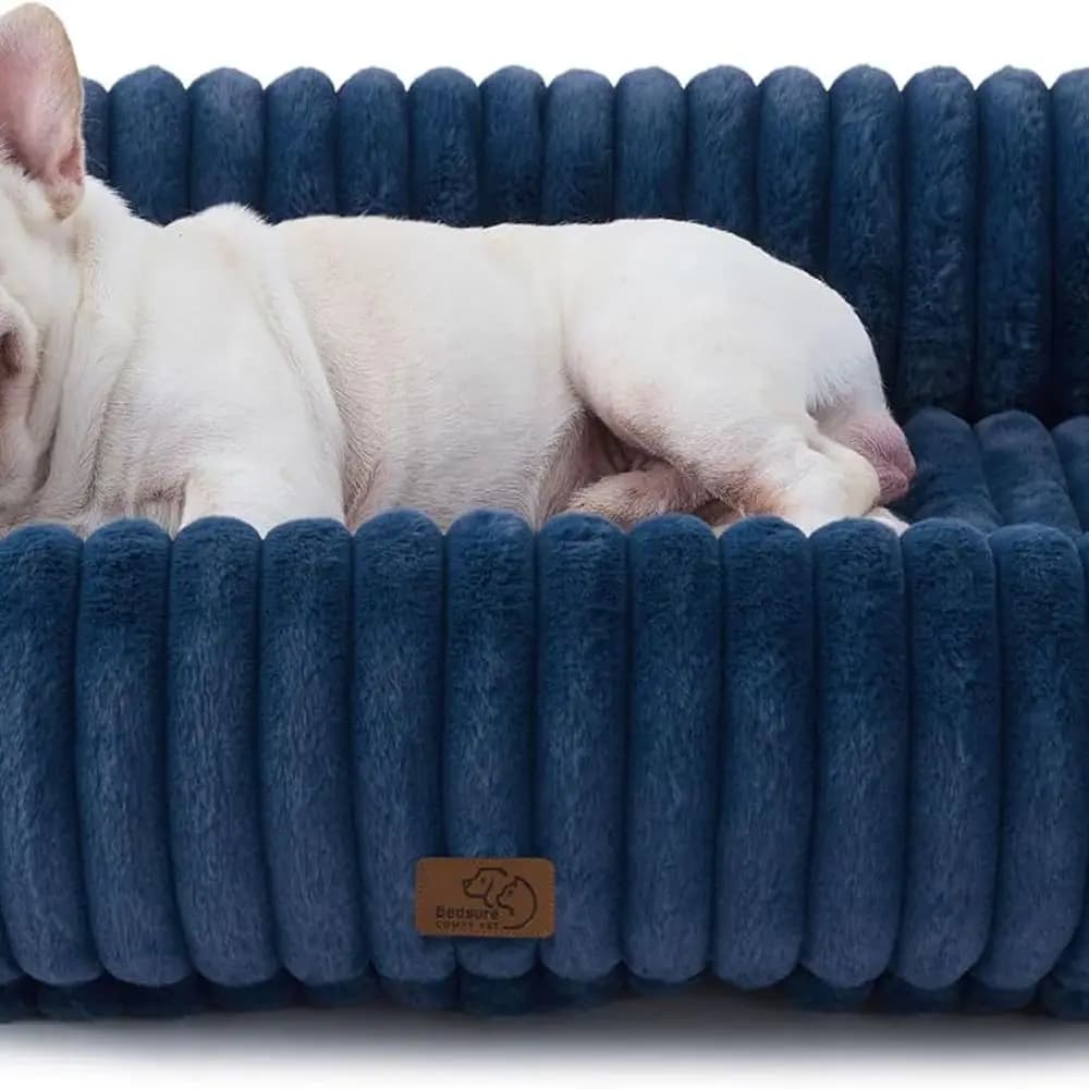 Letto Ortopedico Grande per Cani con Rivestimento Rimovibile, 76x61x20 cm, in Morbido Pile Lavabile, Blu Notte