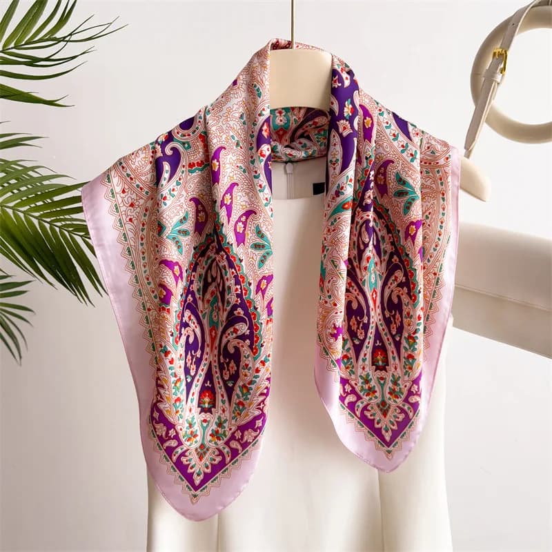 Foulard Quadrato da Donna in Seta Sintetica, Bandana Decorativa Professionale, Fascia per Capelli, Sciarpa per Capelli, Sciarpa Lusso Primavera/Estate, Hijab