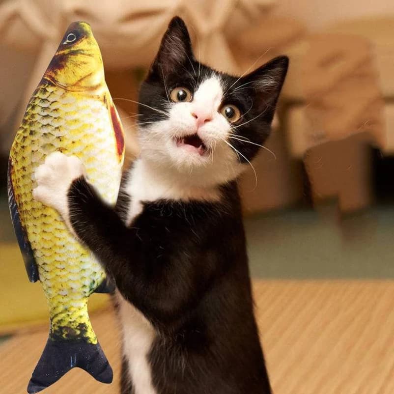 Giocattolo per stuzzicare i gatti con pesci per animali domestici, bastoncino per stuzzicare i gatti, per la dentizione del gatto, per bambole alte e divertenti, per gattini