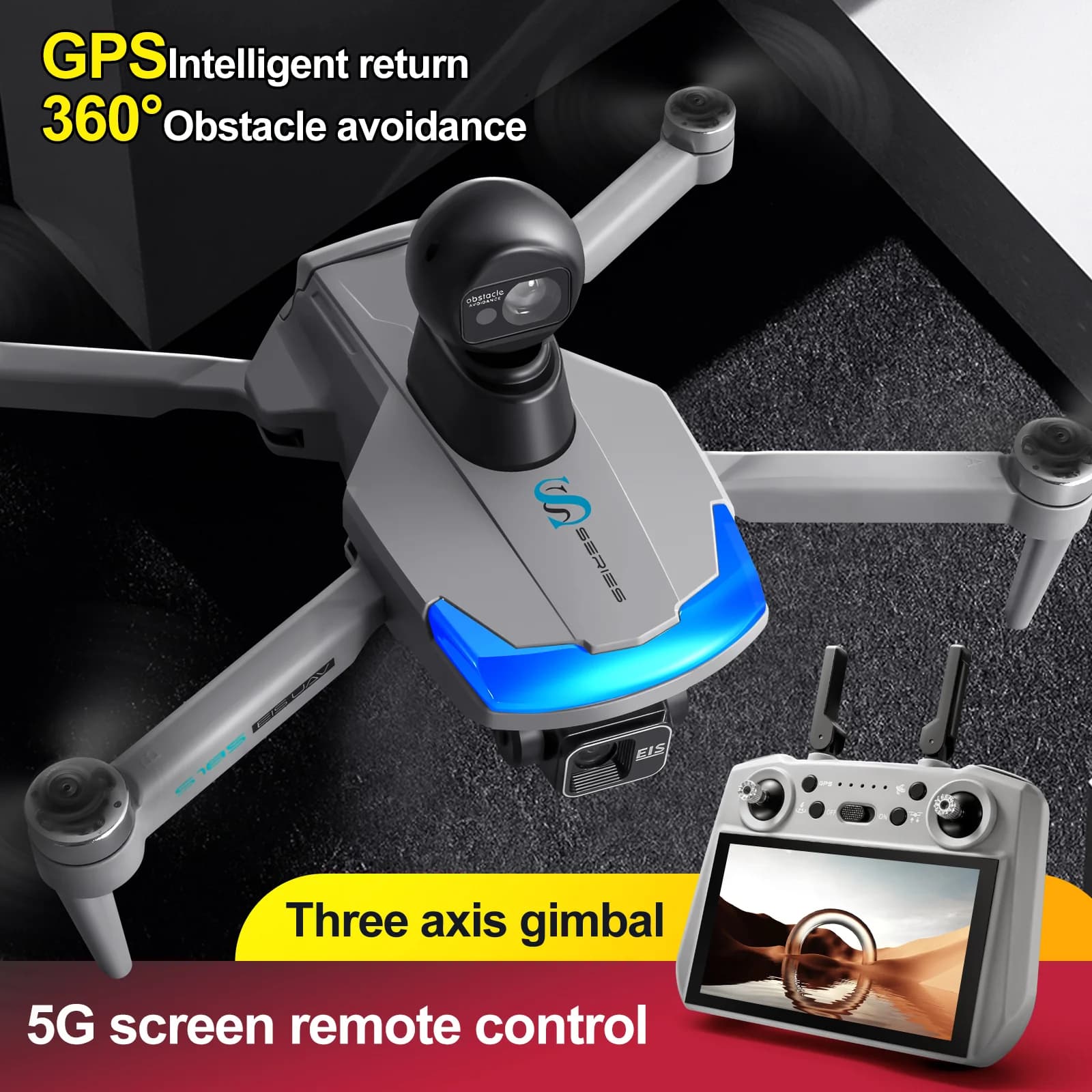 S185 GPS Drone With 5.5inch Touch Screen Professional 2.7K HD EIS Camera 3-Axis Gimbal FPV Dron Brushless RC Quadcopter Kid Toys