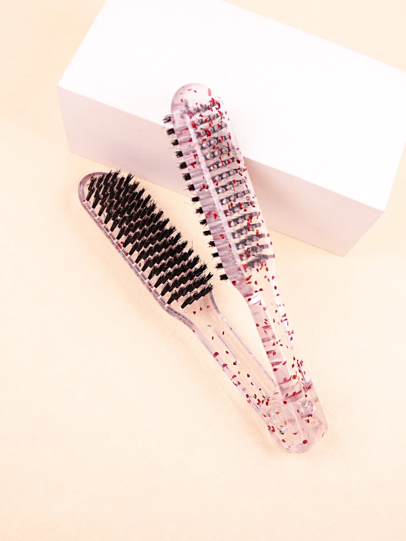 Piastra per capelli professionale in cristallo da 1 pezzo, capelli lisci con setole, doppia spazzola, clip per pettine a forma di V, strumento per lo styling non danneggiante