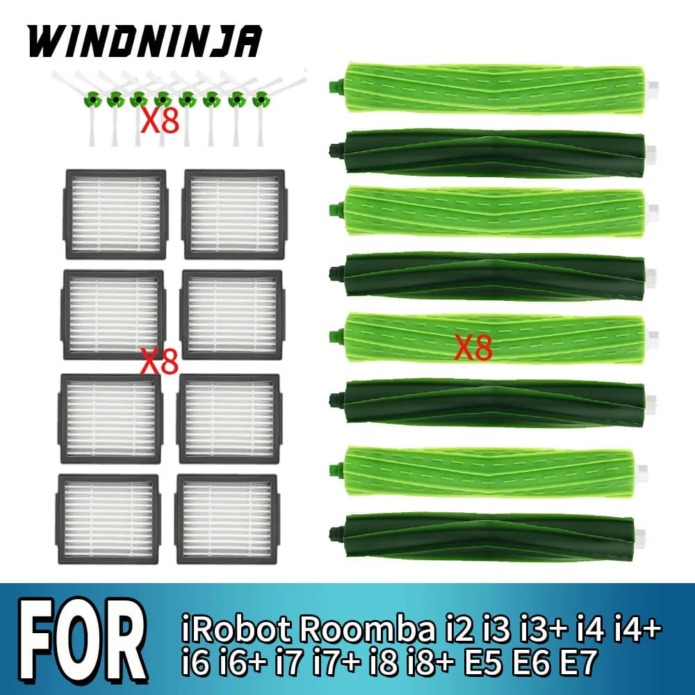 Ricambi per Robot Aspirapolvere iRobot Roomba i2 i3 i3+ i4 i4+ i6 i6+ i7 i7+ i8 i8+ E5 E6 E7: Spazzola Principale, Spazzola Laterale, Filtro HEPA