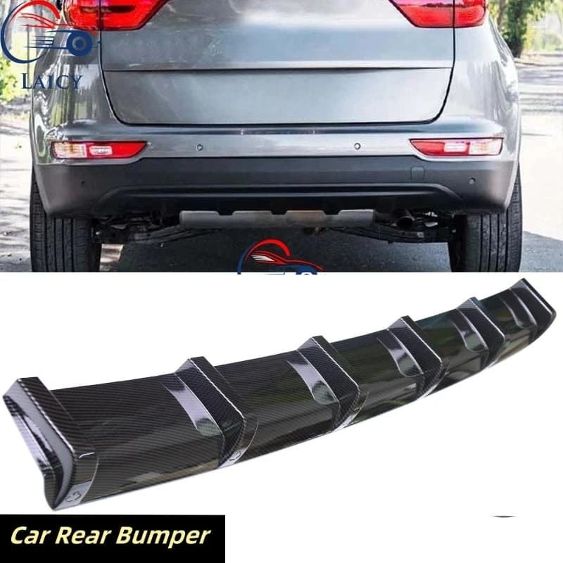LAICY For K-ia Sportage Car Rear Bumper Side Diffuser Lip Spoiler Splitter Spoiler Shark 6 Fins Wing Body Kit Black