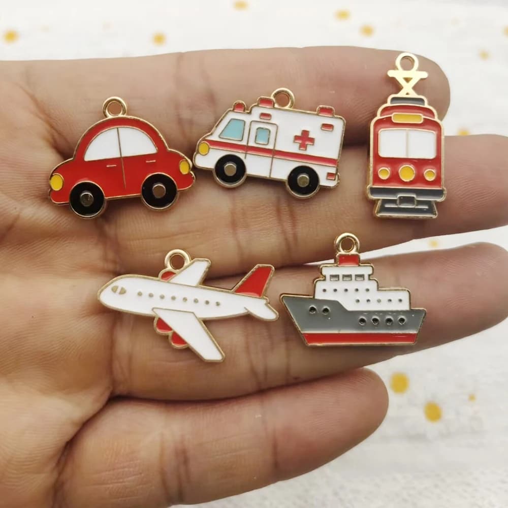 10pcs Car Plane Charm Jewelry Accessories Diy Making Enamel Necklace Earring Pendant Keychain Charms Alloy Metal Gold Plated