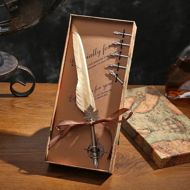 Creative Holiday Gift Feather Pen Gift Set Vintage Quill Calligraphy Stationery School Supplies