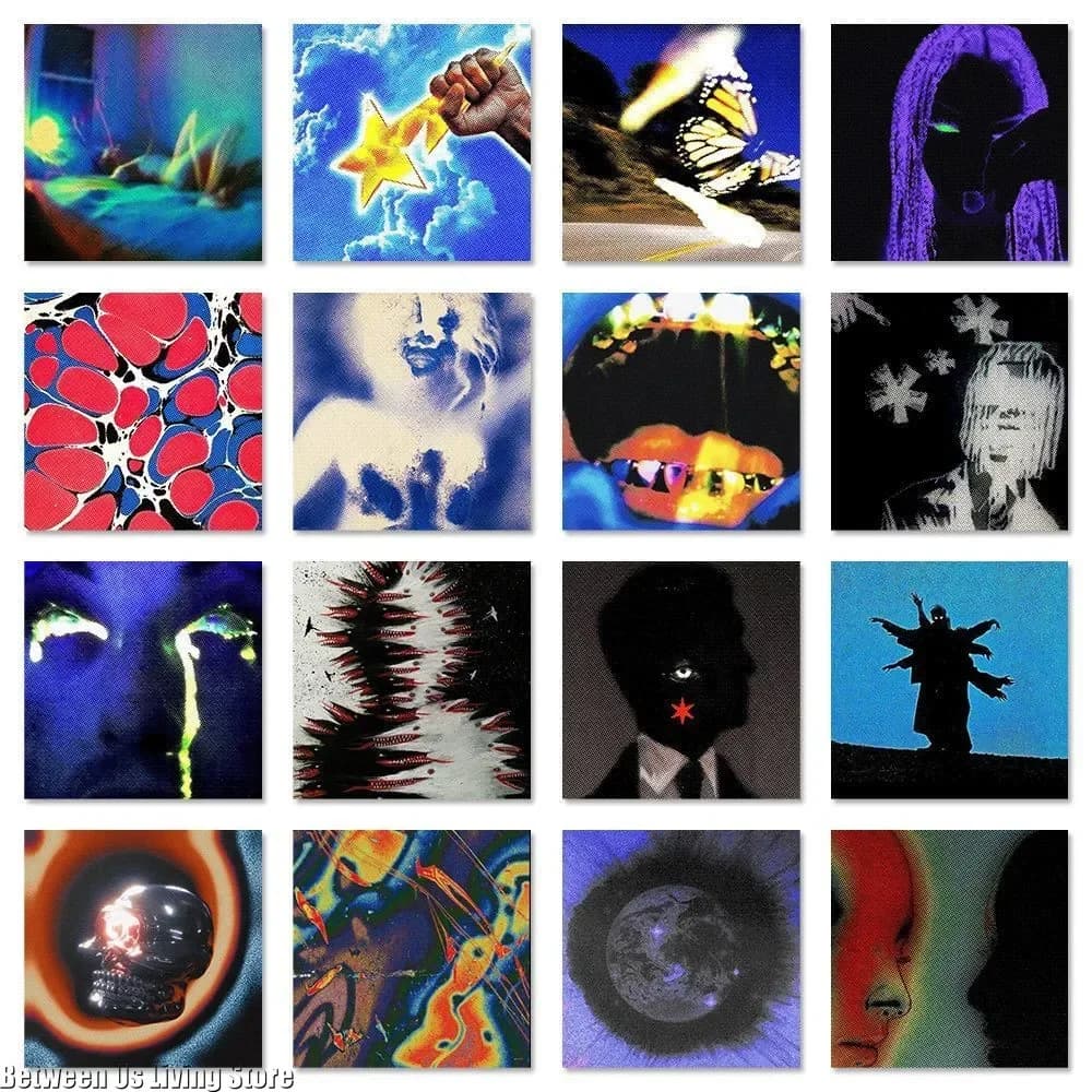 64Pcs Weird Sci-Fi Art Stickers Scrapbook Magazine Material Kit for Phone Laptop Skateboard Desk DIY Decor Supplies