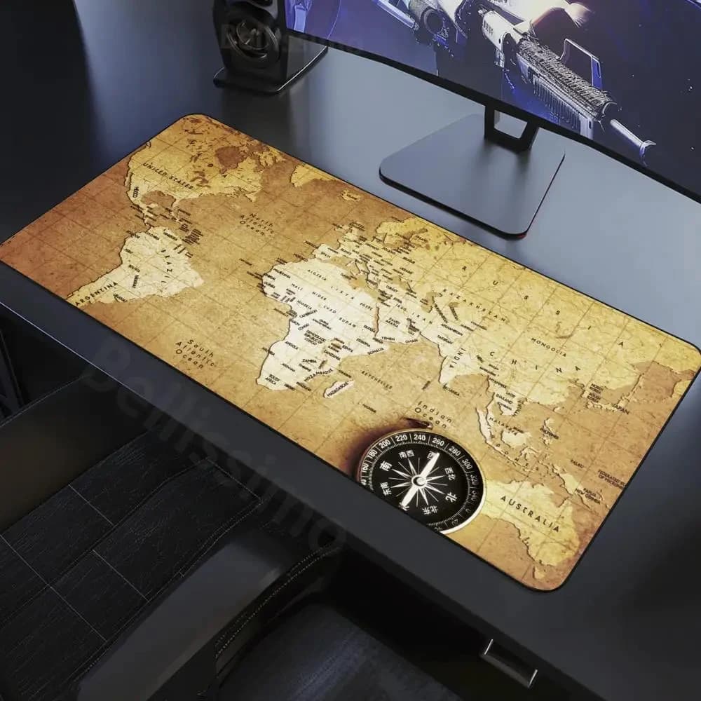 Tappetino per mouse grande con bordo di blocco da gioco Mappa del vecchio mondo Xxl 1200x600 Tappetino per tastiera Tappetino per scrivania Tappetino per mouse per giocatori per notebook portatile