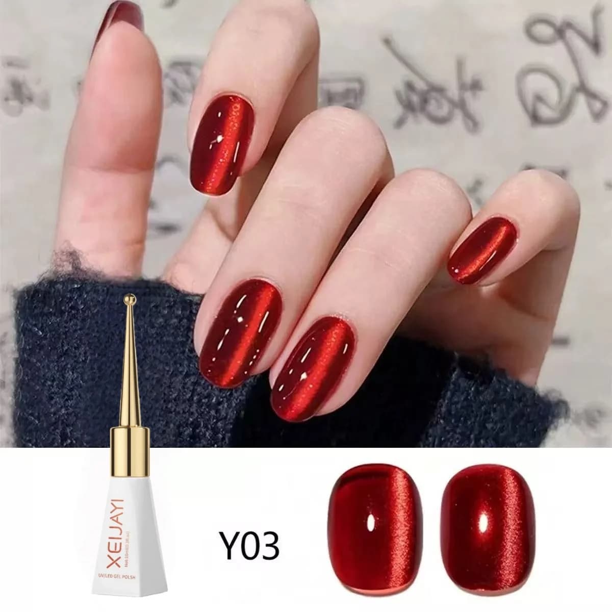 Smalto gel per occhi di gatto rosso diamante 8 colori Perlina di vetro Cristallo rosso Aurora Gel magnetico Smalto semipermanente per nail art