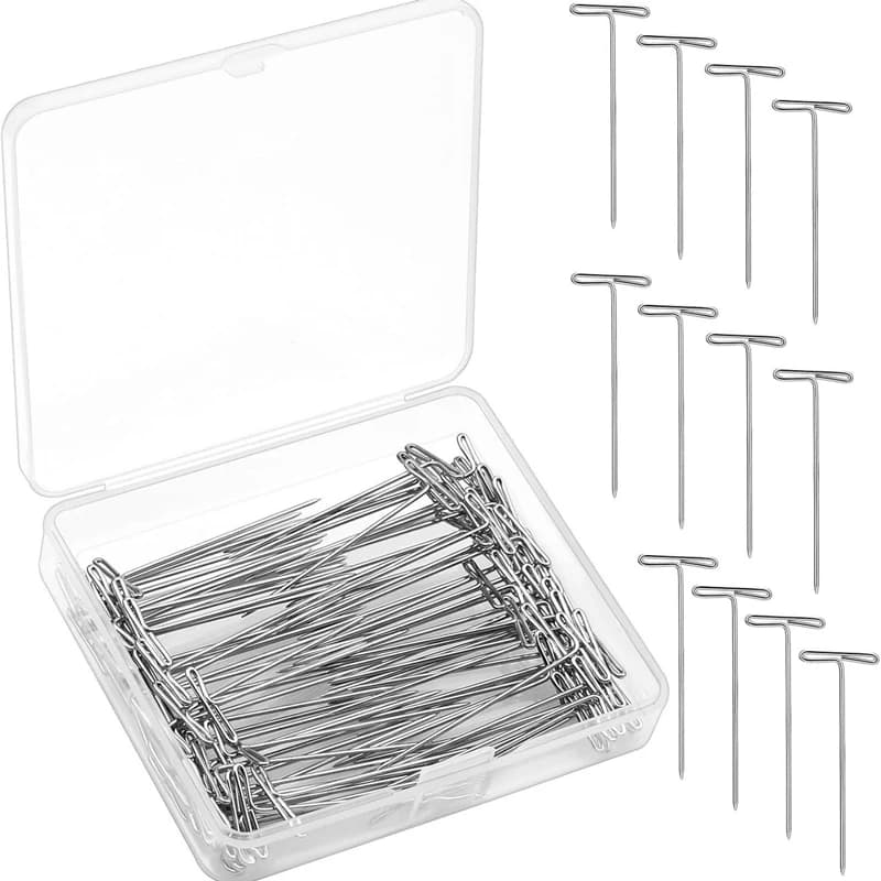 50/100 Pz 27/32/38/45/51 MILLIMETRI T Spille Aghi Parrucca Che Fanno T Spilli per Bloccare il Lavoro A Maglia Dimensioni Assortite T-Spilli In Acciaio Inox