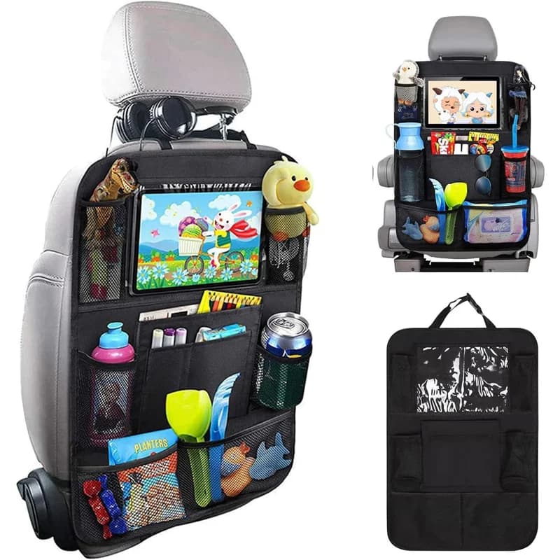 Car seat bag in Oxford fabric, tablet holder, protective case, multi-task, anti-calcium, for car trips with children