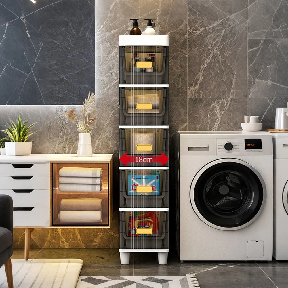 Mobiletto da Bagno Salvaspazio a 4/5 Ripiani, Impermeabile, per Carta Igienica, Scaffale Organizzatore Stretto per Toilette
